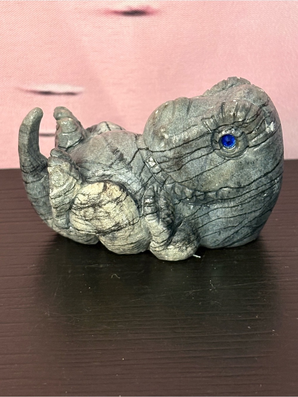 Small carved baby T-Rex Picasso marble figure Approx 2.5” X 1.5” X 1.5” Dino